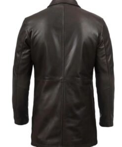 Distressed Dark Brown Leather Coat