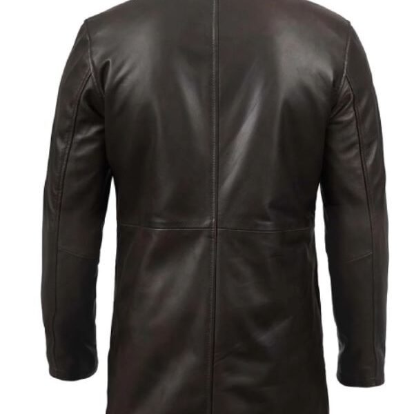 Distressed Dark Brown Leather Coat