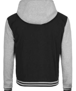 Hooded Letterman Grey and Black Jacket