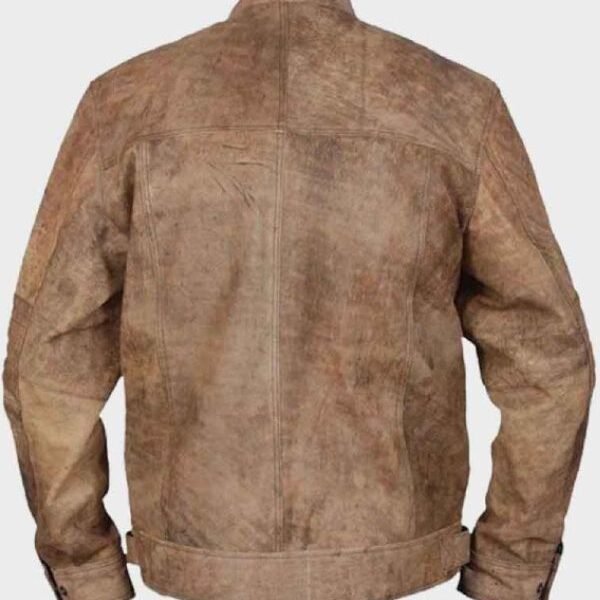Khakhi Distressed Café Racer Vintage Jacket