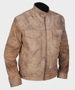 Khakhi Distressed Café Racer Vintage Jacket