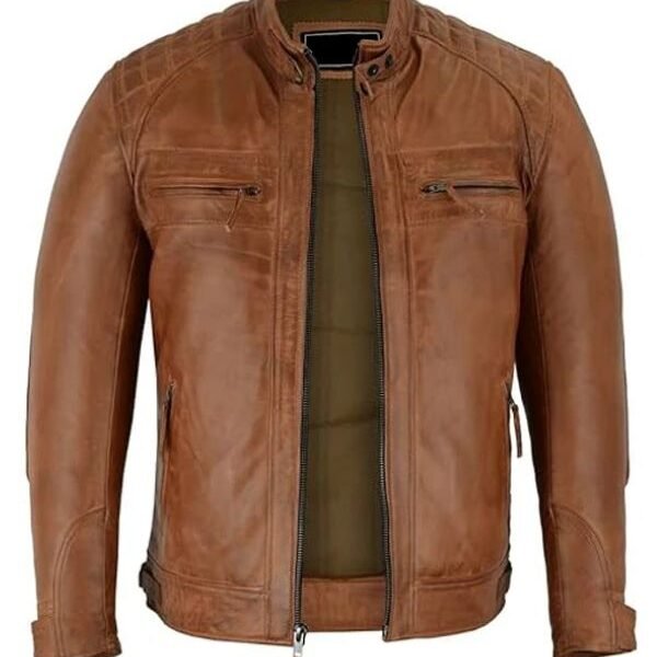 Brown Cafe Racer Leather Jacket