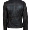 Vintage Biker Distressed Black Leather Jacket