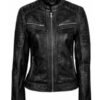 Vintage Biker Distressed Black Leather Jacket